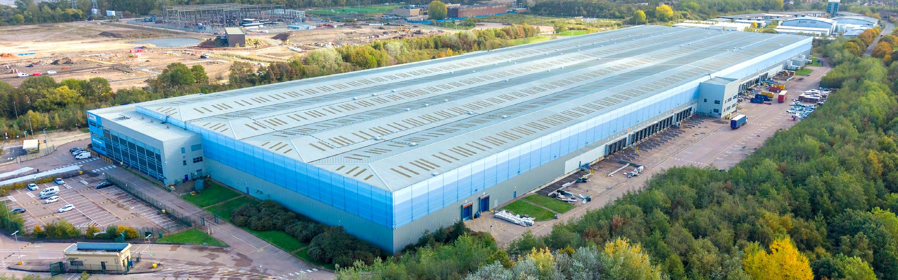 Rugeley 707 warehouse, offices and service yard from the air